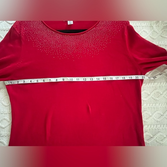 Calvin Klein Red Knit Lightweight Sweater with Sparkle Accents Women’s XL - Picture 13 of 16